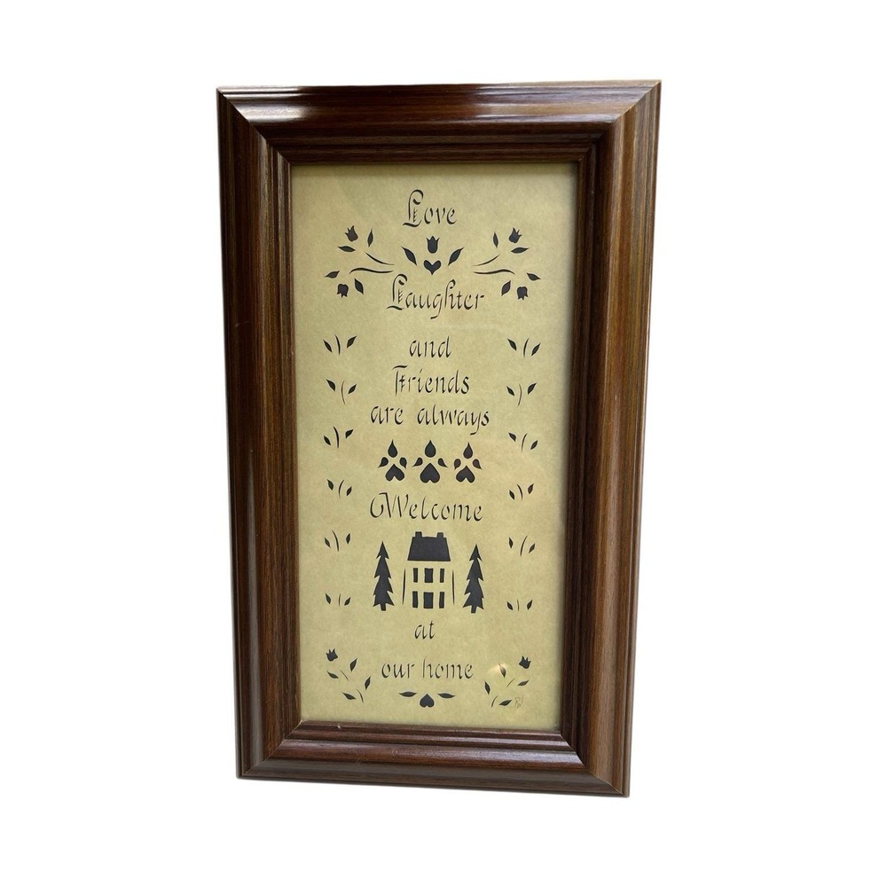 Paper Cut work, Design with Scissors "Love, Laughter, and Friends Welcome"  1985